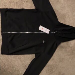 ALO Yoga Black Hoodie with Silver Zipper